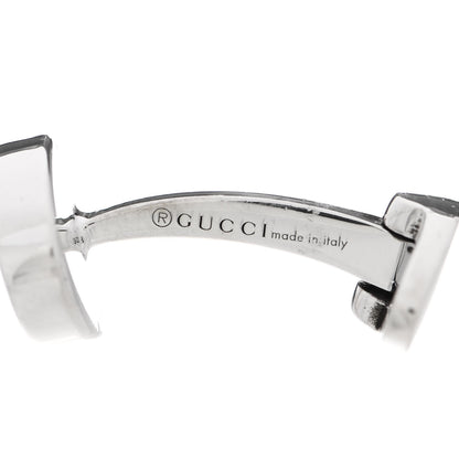 Gucci Sterling Silver Enamel Interlocking G Cufflinks Black 4 of 6