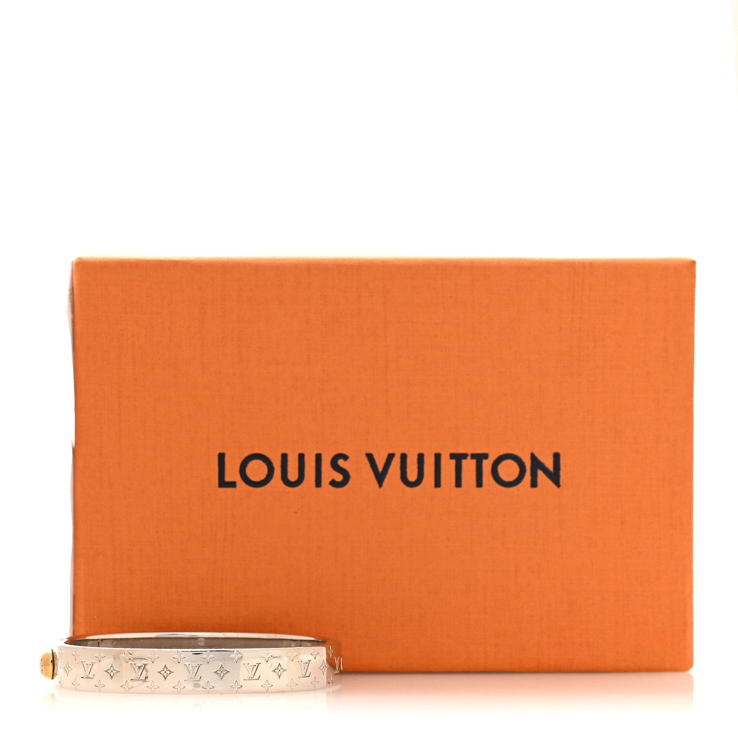 Louis Vuitton Brass Palladium Plated Nanogram Cuff S Silver 7 of 7