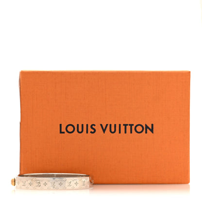 Louis Vuitton Brass Palladium Plated Nanogram Cuff S Silver 7 of 7