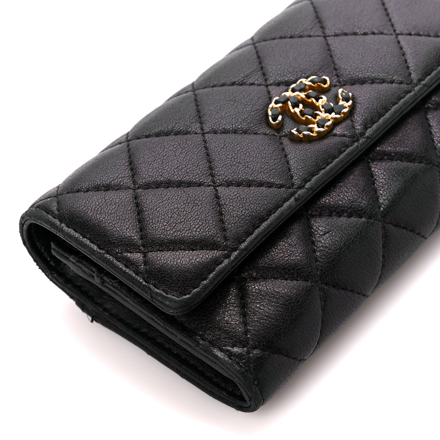 Chanel Lambskin Quilted Medium Chanel 19 Flap Wallet Black 10 of 12