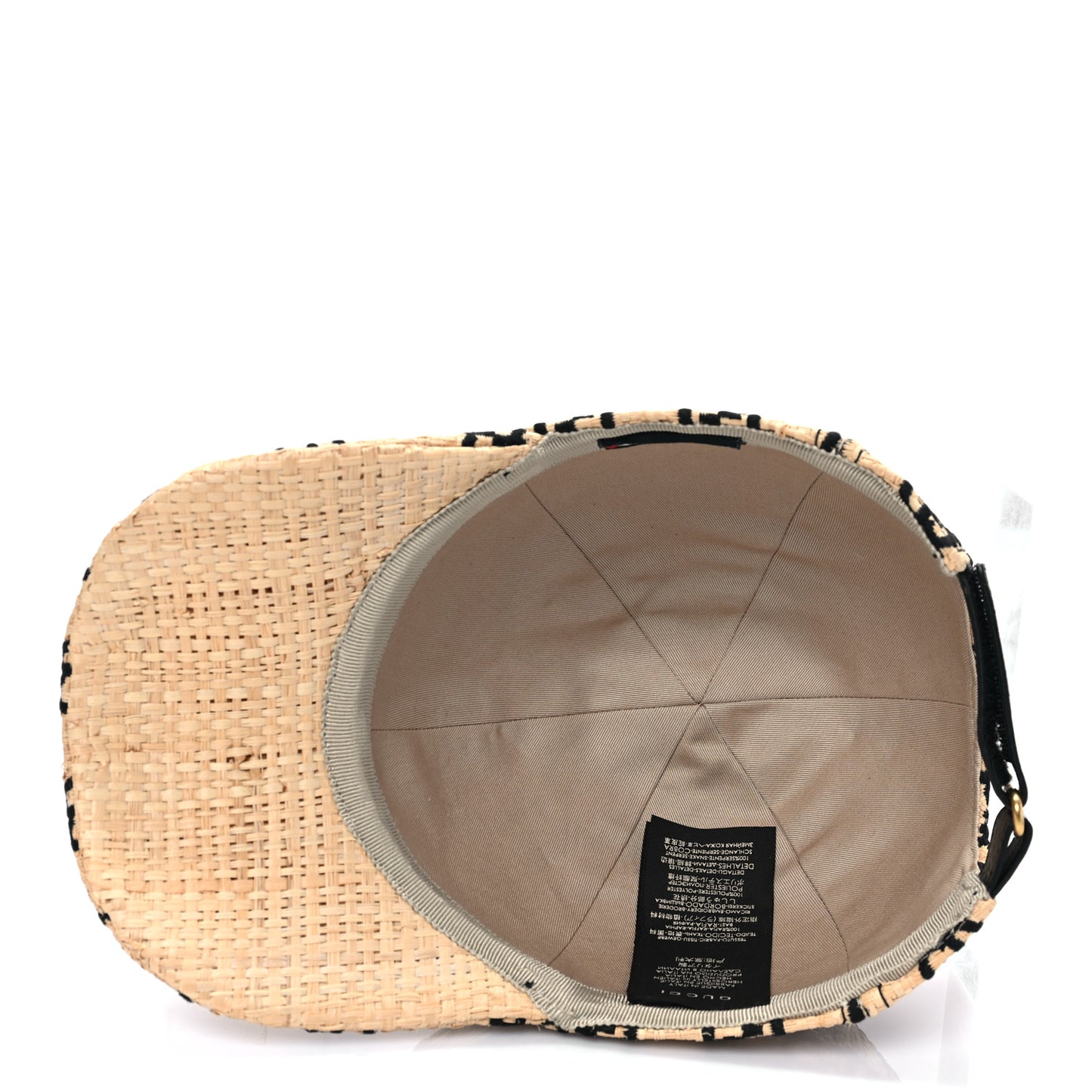 Raffia GG Monogram Elaphe Embroidered Aisha Baseball Hat M Ivory Black