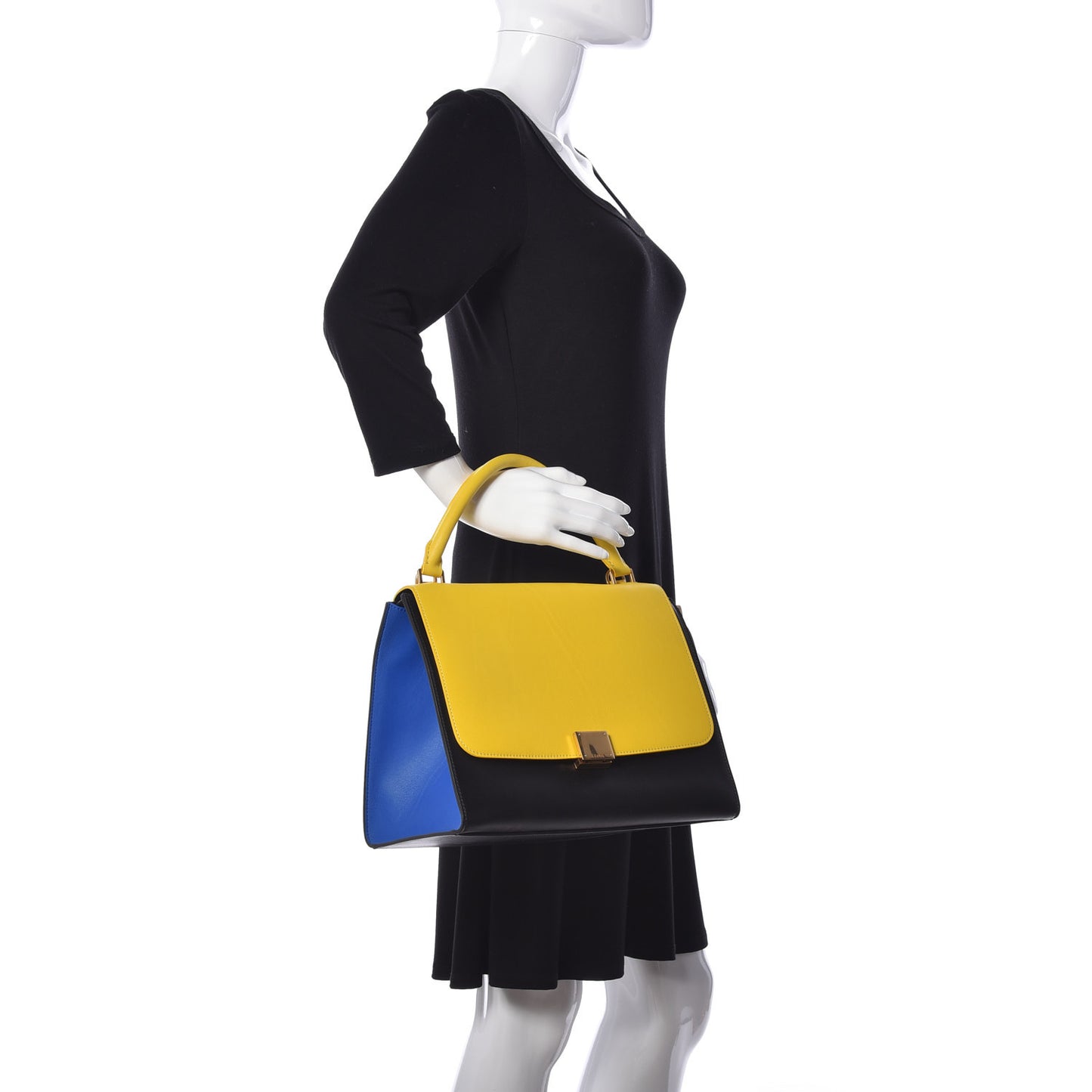 Smooth Calfskin Tri-color Trapeze Sunflower