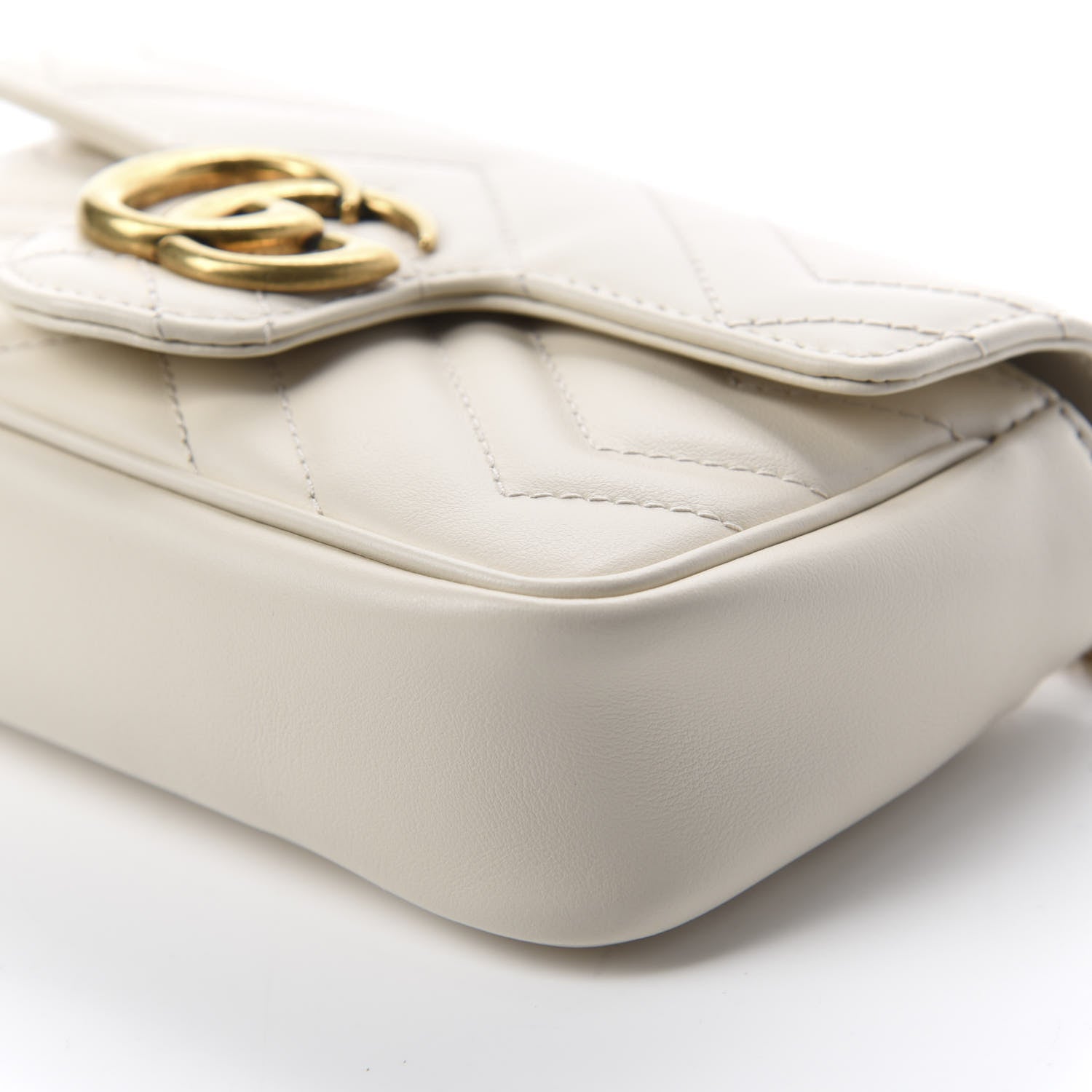 Gucci Calfskin Matelasse Super Mini GG Marmont Shoulder Bag White 7 of 11