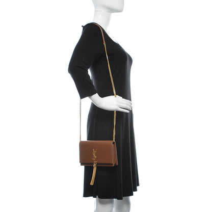 Saint Laurent Smooth Calfskin Classic Monogram Kate Tassel Chain Wallet Brown 2 of 9