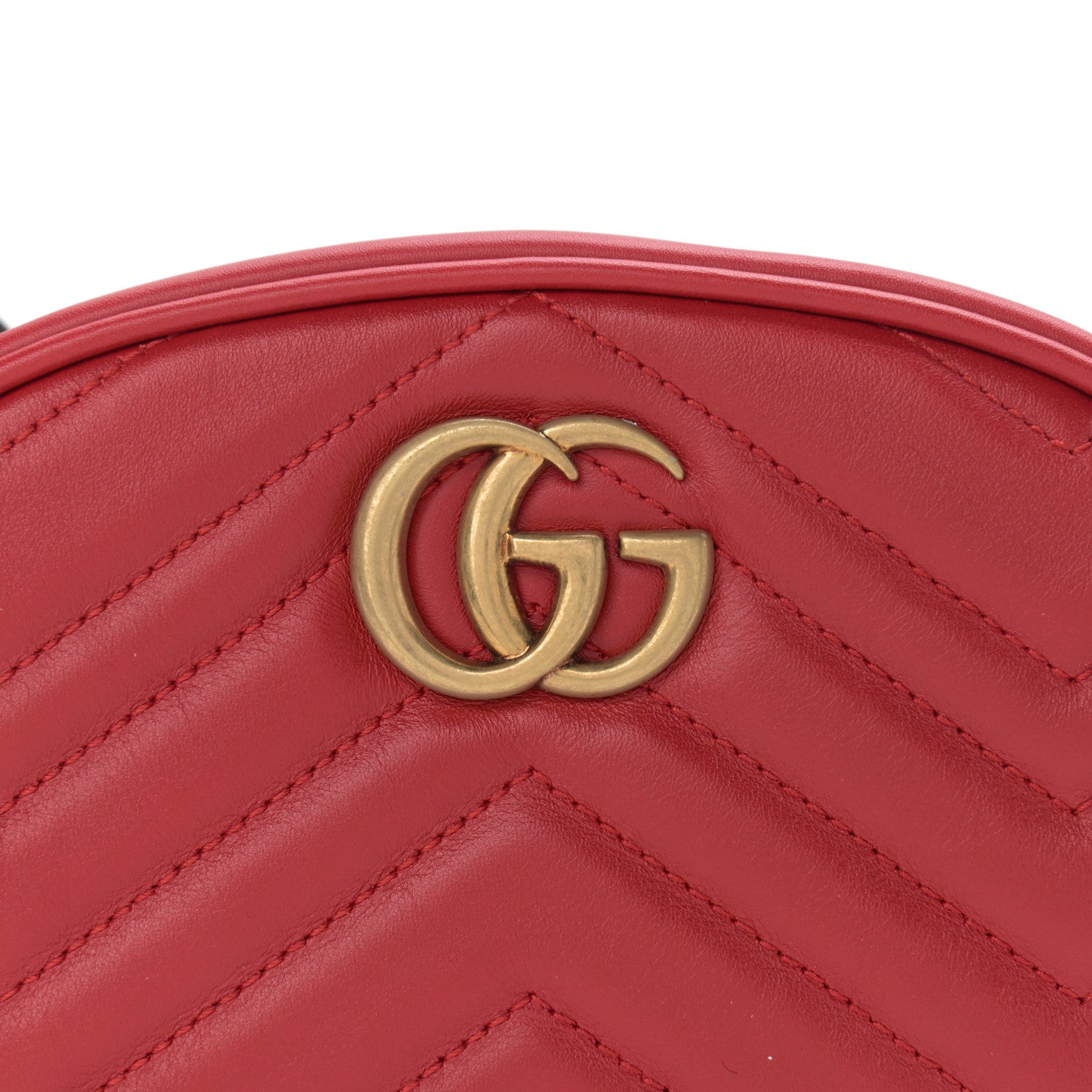 Gucci Calfskin Matelasse GG Marmont Belt Bag 85 34 Hibiscus Red 8 of 10