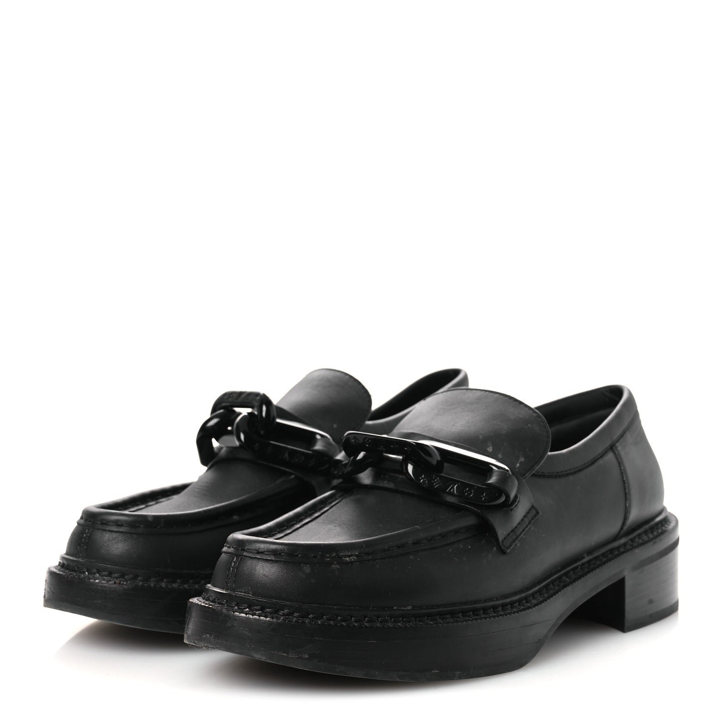 Calfskin Oversized Chain Academy Loafers 39 Black