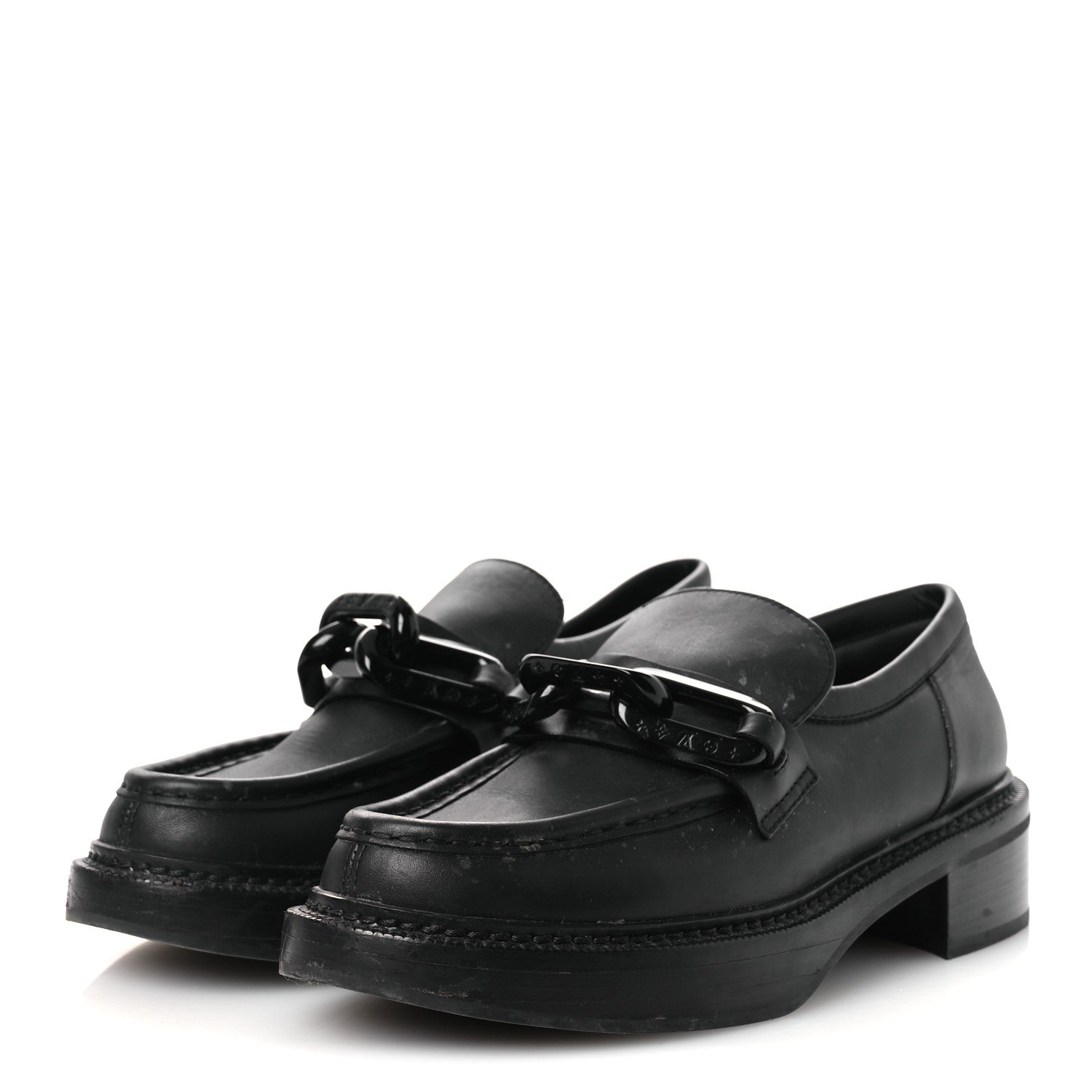 Louis Vuitton Calfskin Oversized Chain Academy Loafers 39 Black 4 of 14
