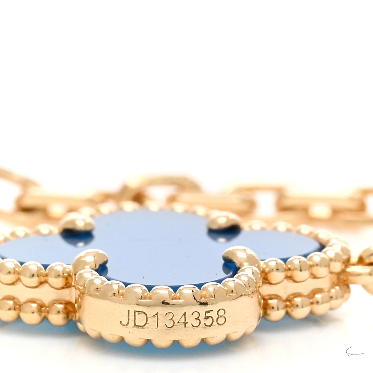Van Cleef & Arpels 18K Yellow Gold Blue Agate 5 Motifs Vintage Alhambra Bracelet 4 of 5