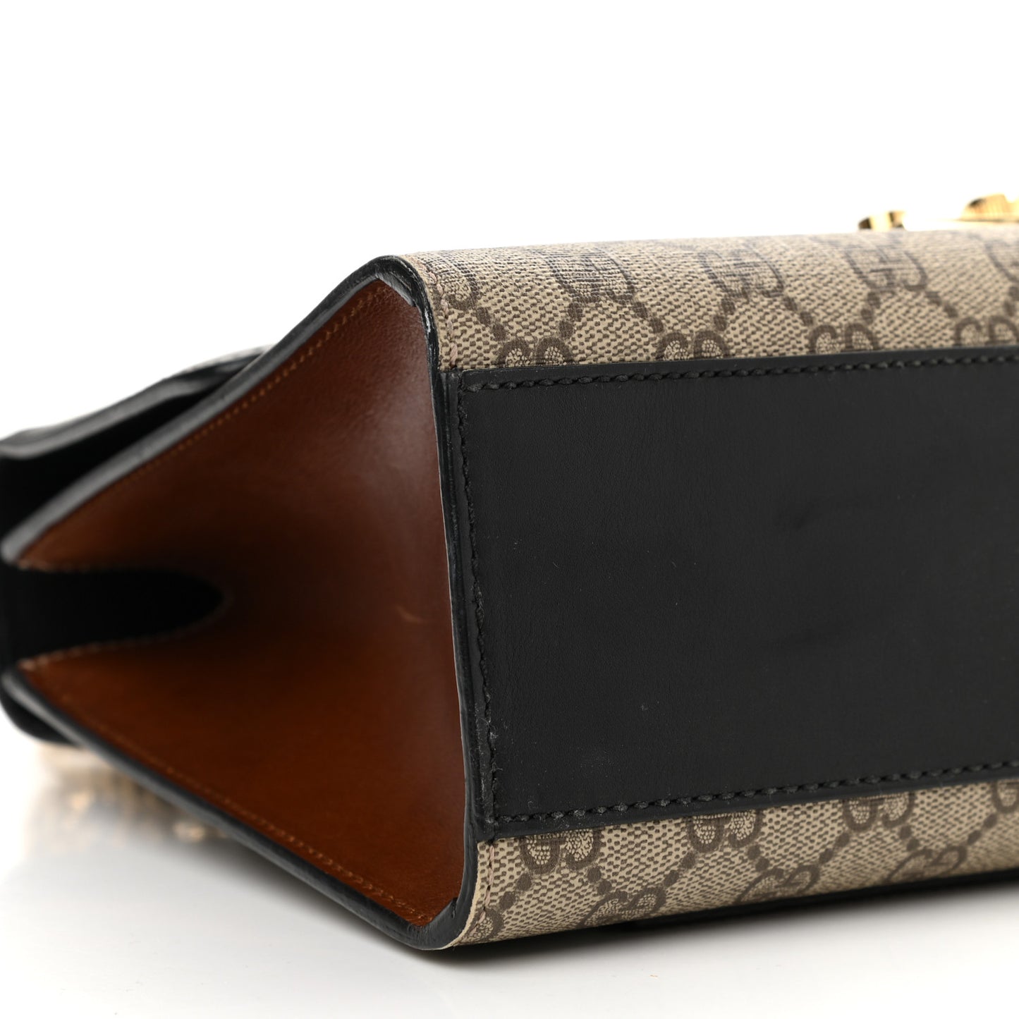 GG Supreme Monogram Calfskin Medium Padlock Shoulder Bag Beige Black Cuir