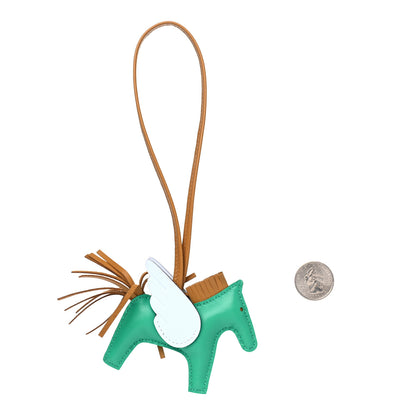 Hermes Milo Lambskin Grigri Rodeo Pegase Horse Bag Charm PM Menthe Sesame Bleu Brume 2 of 4