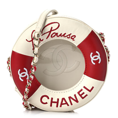 Chanel Lambskin Coco Lifesaver Round Bag Red White 1 of 11
