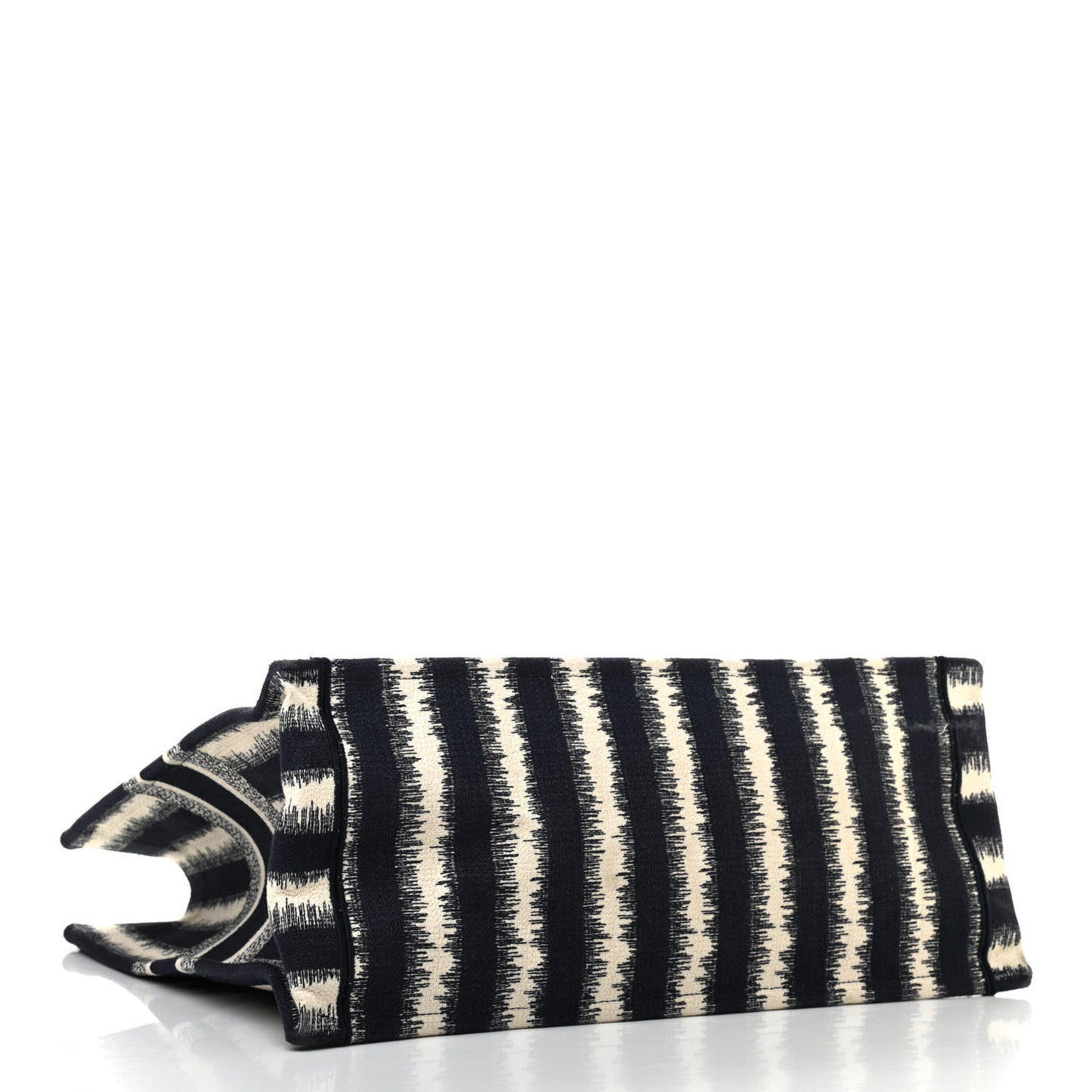 Canvas Embroidered Large Striped Book Tote Navy