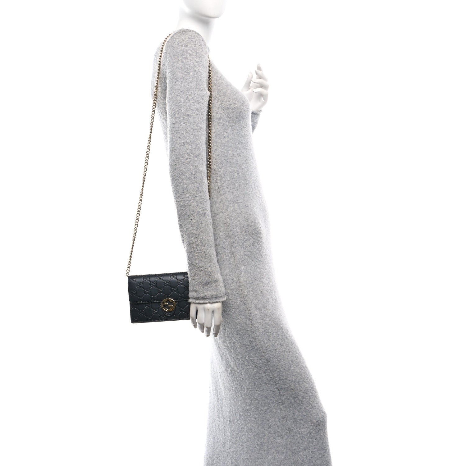 Gucci Guccissima Icon Chain Wallet Black 2 of 10