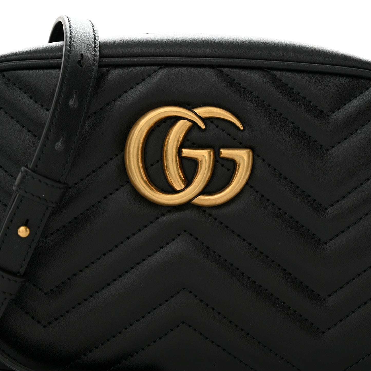 Calfskin Matelasse Small GG Marmont Chain Shoulder Bag Black