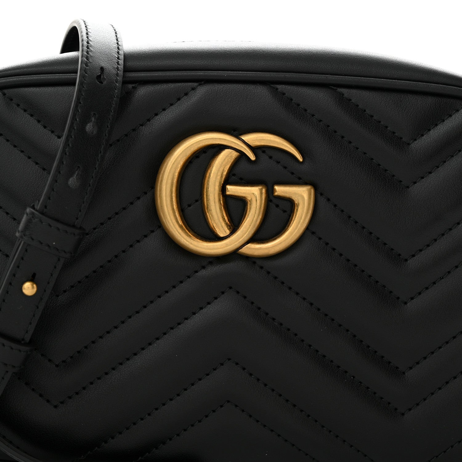Gucci Calfskin Matelasse Small GG Marmont Chain Shoulder Bag Black 8 of 10