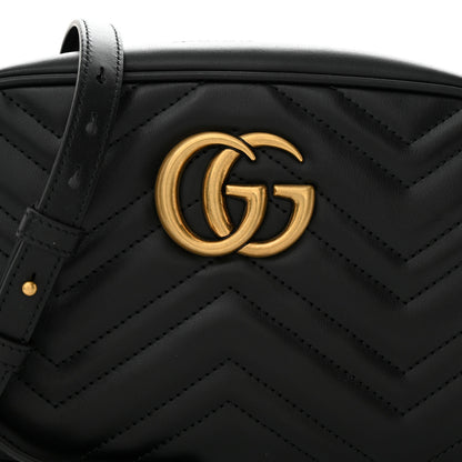 Gucci Calfskin Matelasse Small GG Marmont Chain Shoulder Bag Black 8 of 10