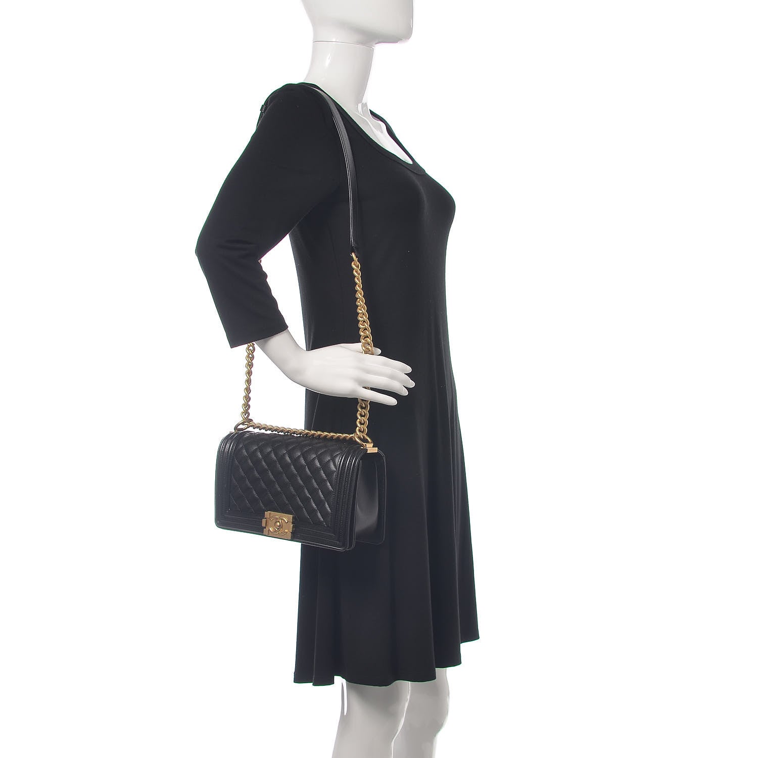 Chanel Caviar Quilted Medium Boy Flap Black 2 of 12