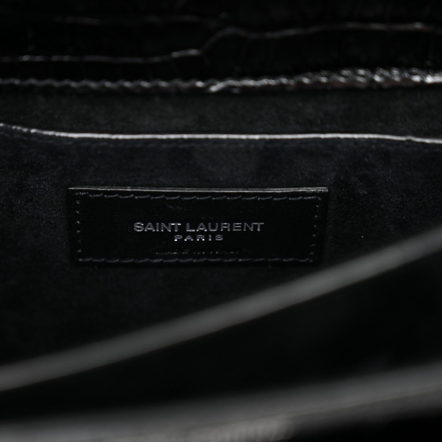Calfskin Crocodile Embossed Medium Monogram Sunset Black