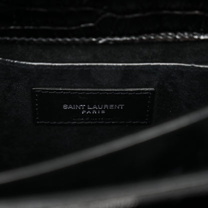 Saint Laurent Calfskin Crocodile Embossed Medium Monogram Sunset Black 6 of 13