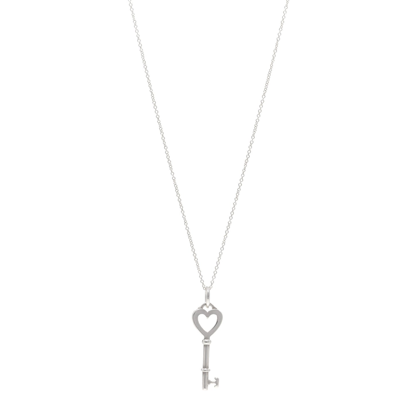 Sterling Silver Small Heart Key Pendant Necklace