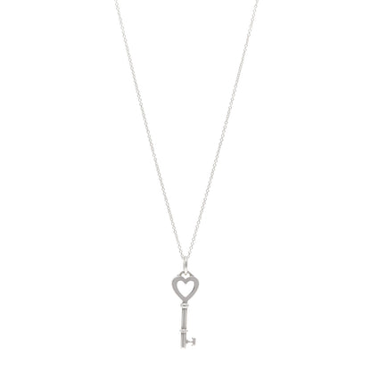Tiffany Sterling Silver Small Heart Key Pendant Necklace 1 of 4