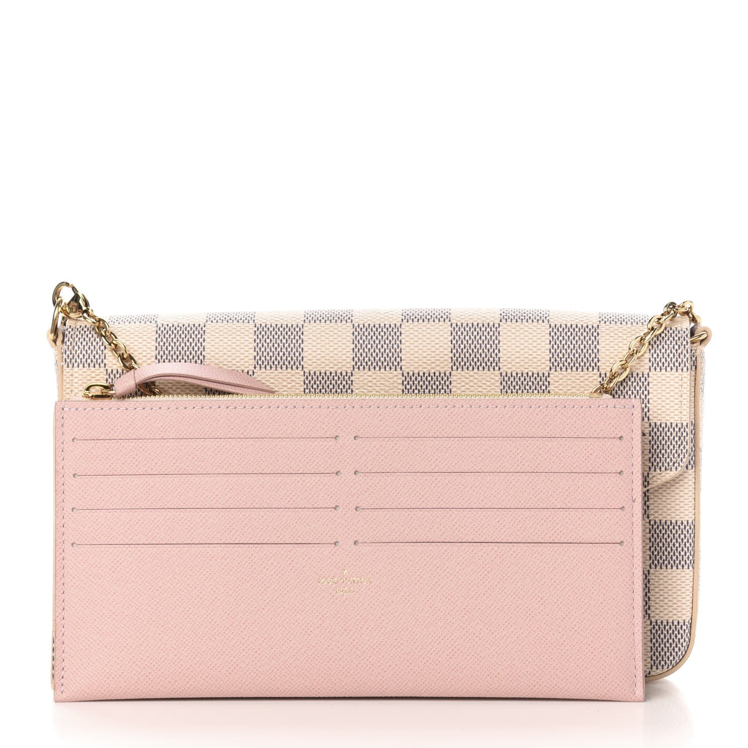 Louis Vuitton Damier Azur Pochette Felicie Chain Wallet Rose Ballerine 10 of 15