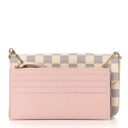 Louis Vuitton Damier Azur Pochette Felicie Chain Wallet Rose Ballerine 10 of 15