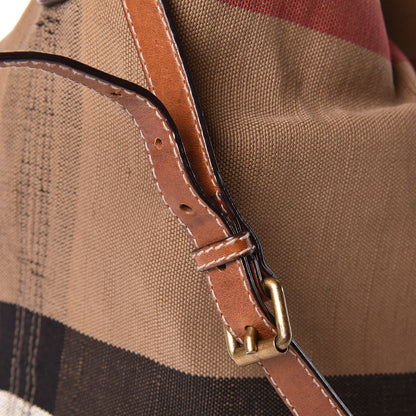 Burberry Canvas Mega Check Medium Ashby Hobo Saddle Brown 12 of 18