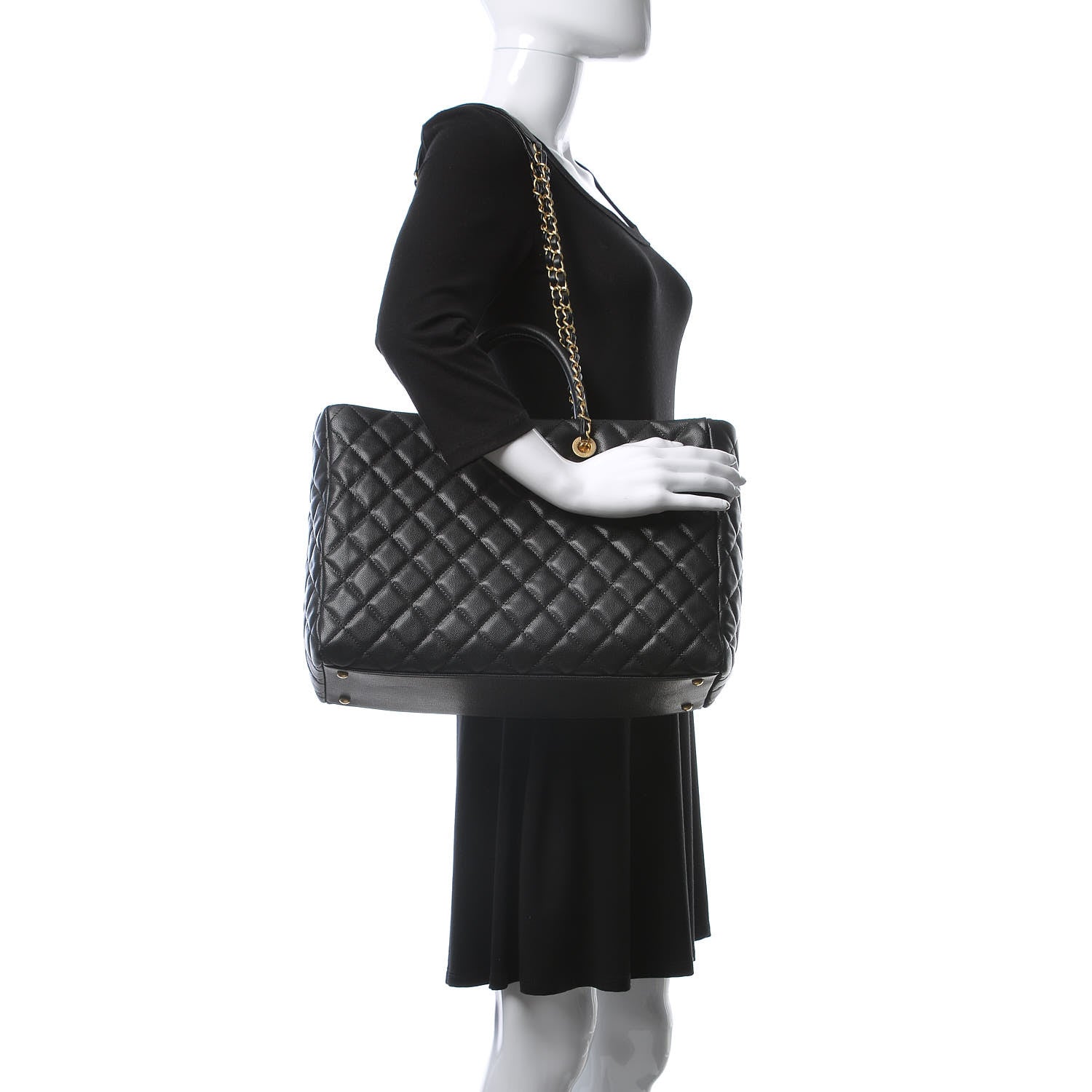 Chanel Caviar Quilted Large Coco Handle Shopping Tote Black 2 of 11