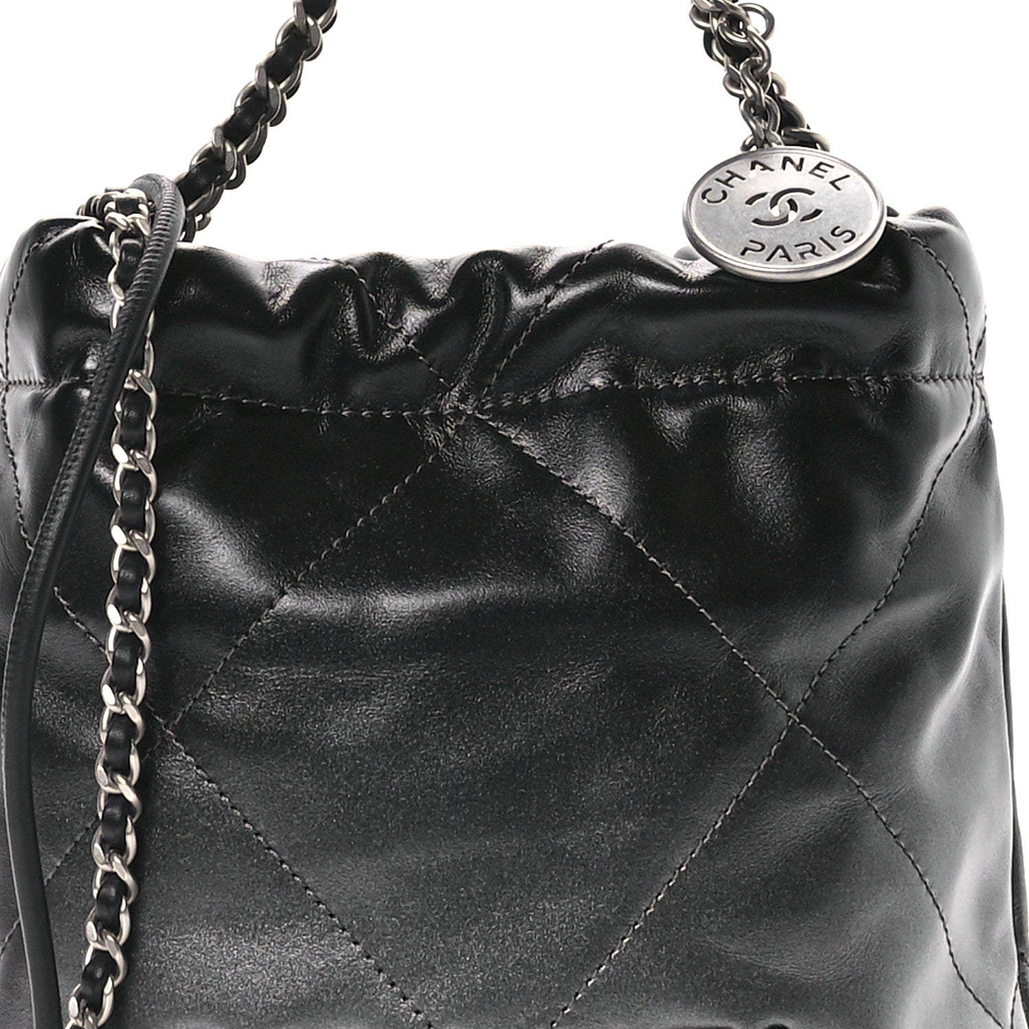 Chanel Metallic Shaded Calfskin Quilted Mini Chanel 22 Black Silver 8 of 11