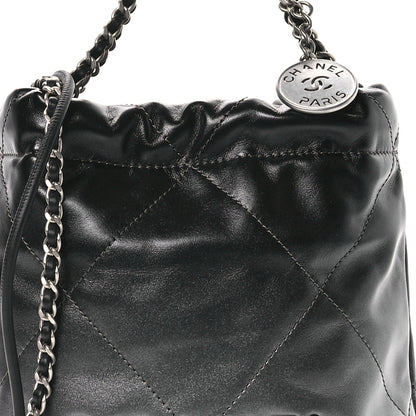 Chanel Metallic Shaded Calfskin Quilted Mini Chanel 22 Black Silver 8 of 11