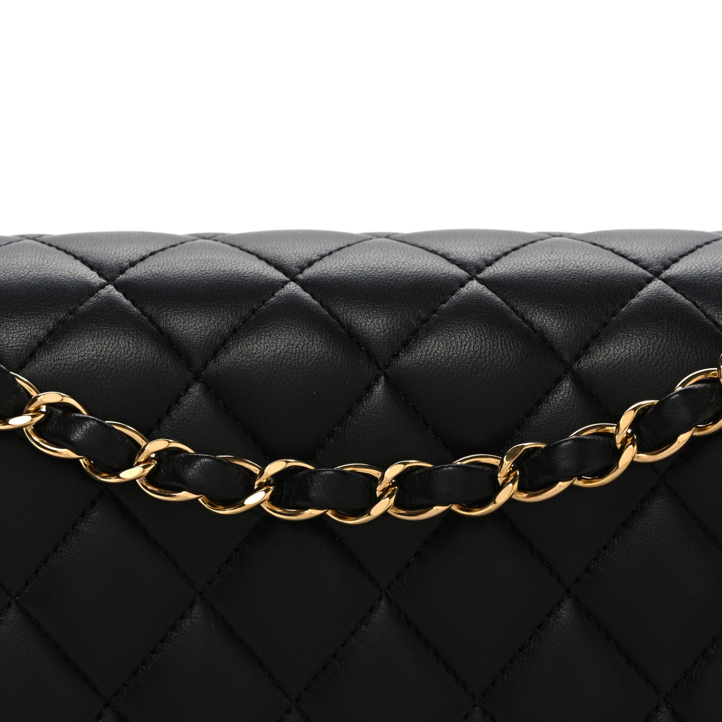 Lambskin Quilted Medium Double Flap Black