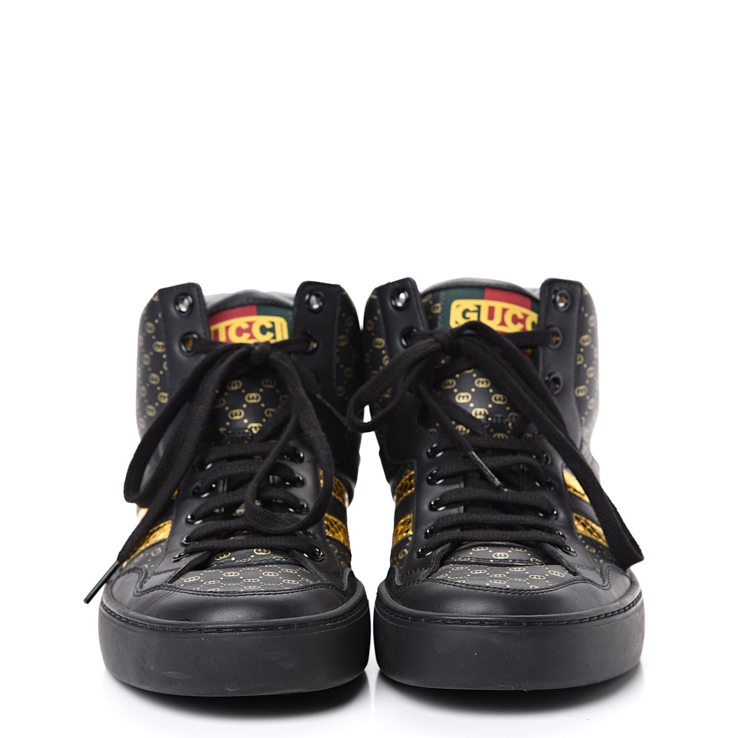 Gucci X DAPPER DAN Calfskin Laminated Ayers GG Micro Monogram Womens High Top Sneakers 38 Black 2 of 7