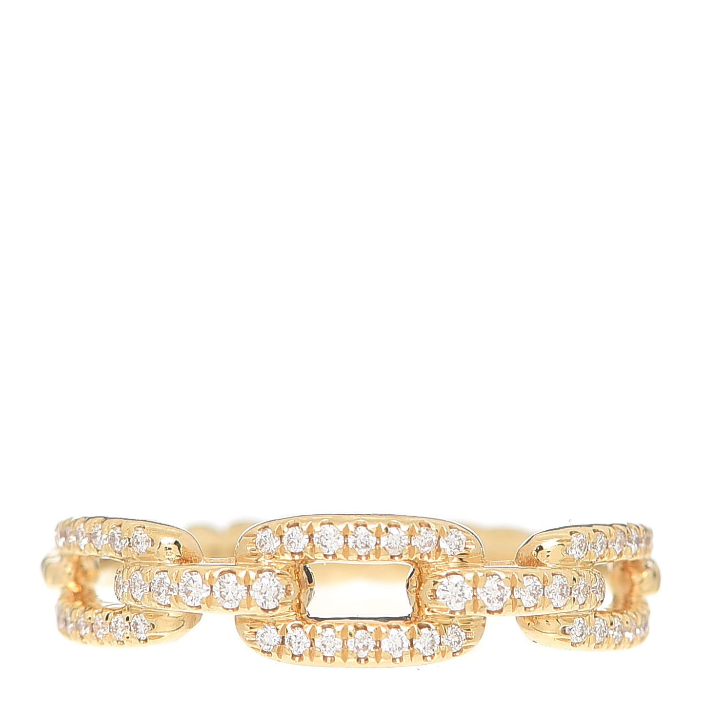 18K Yellow Gold Diamond 4.5mm Stax Single Row Chain Link Ring 51 5.75