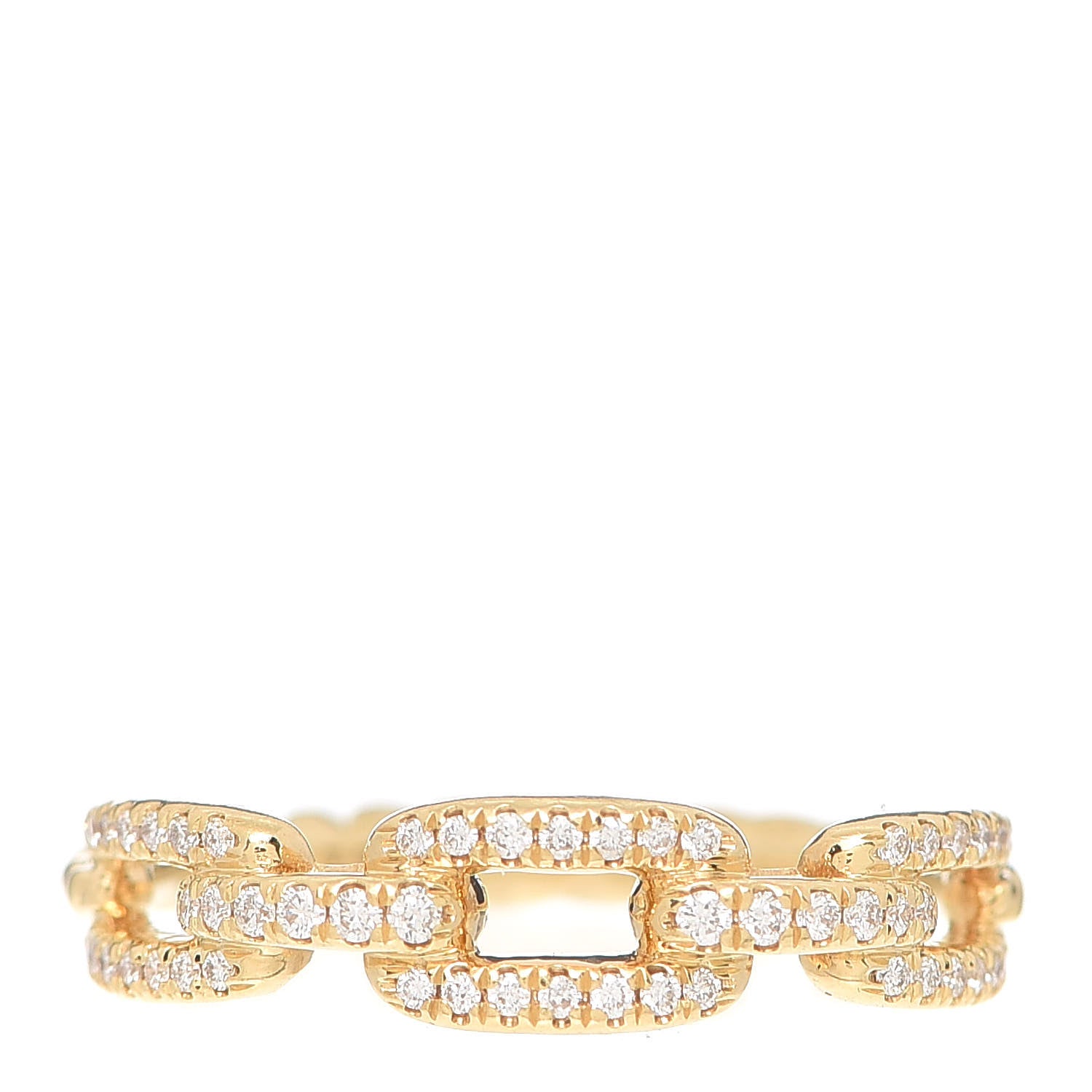 David Yurman 18K Yellow Gold Diamond 4.5mm Stax Single Row Chain Link Ring 51 5.75 1 of 4