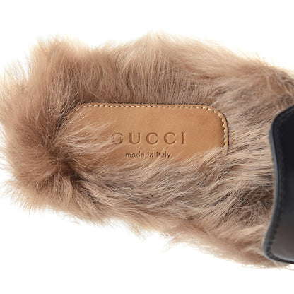 Gucci Calfskin Fur Tiger Embroidered Womens Princetown Slippers 35.5 Black 8 of 9