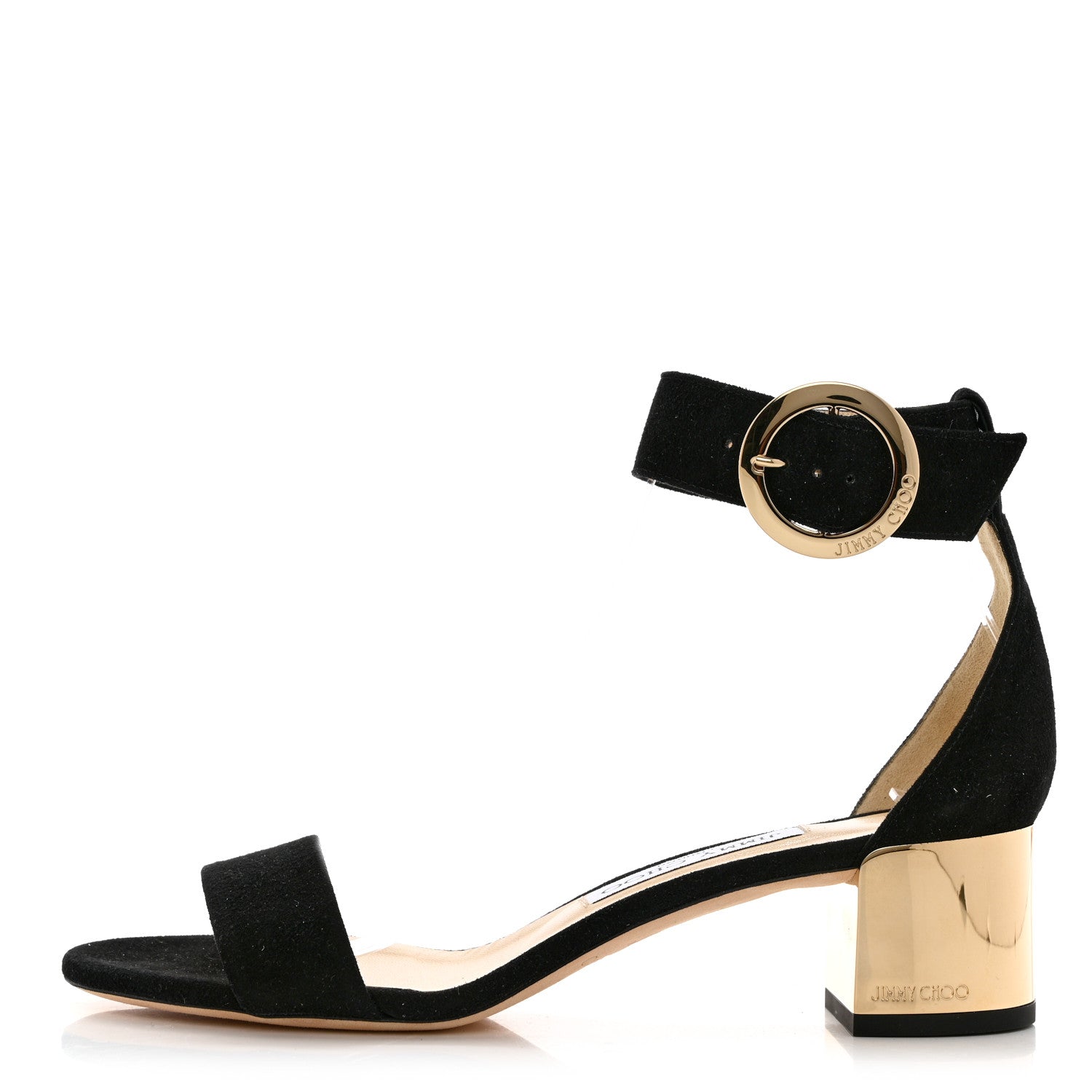 Jimmy Choo Suede Jaimie Ankle Strap Sandals 37.5 Black 1 of 7
