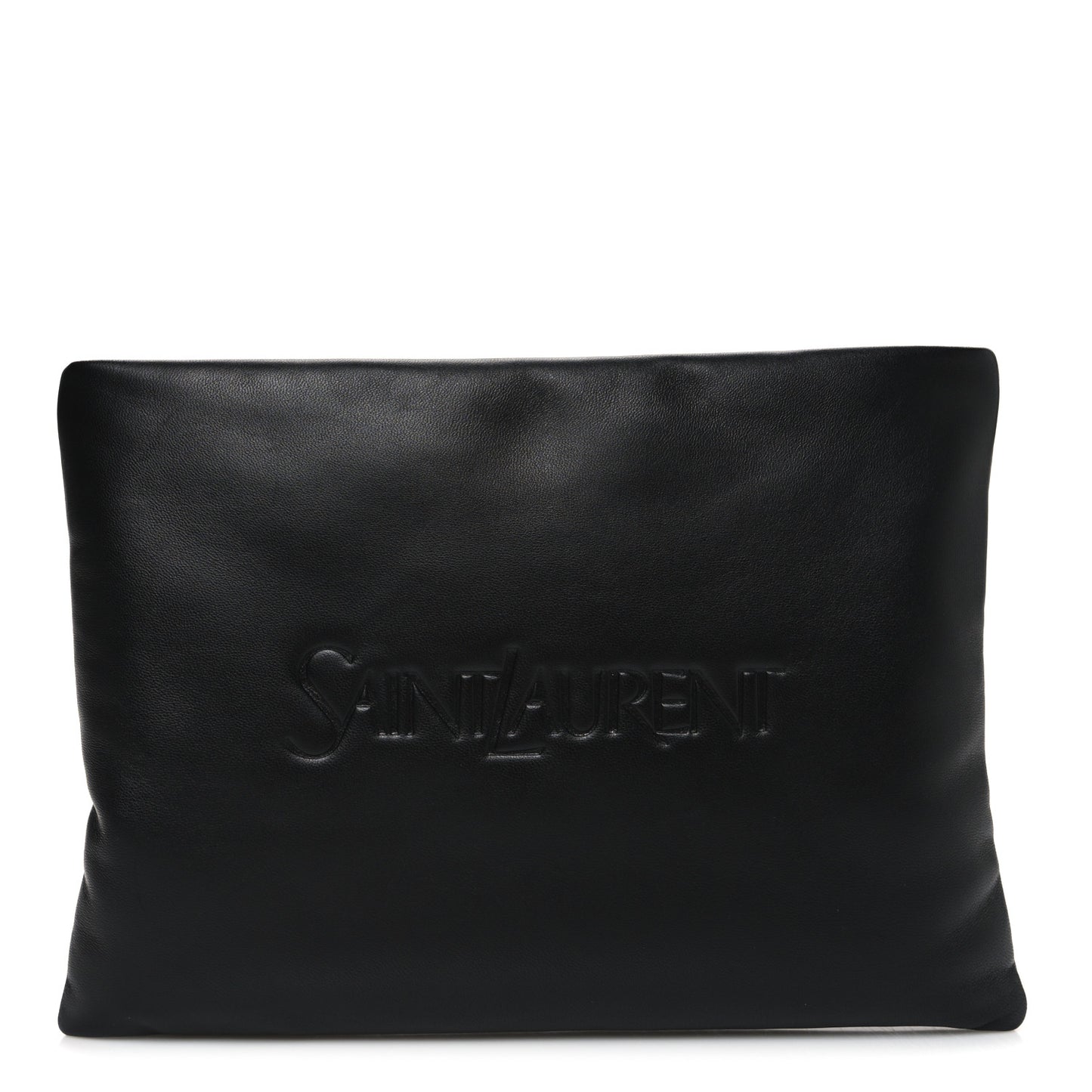Lambskin Large Puffy Pouch Black