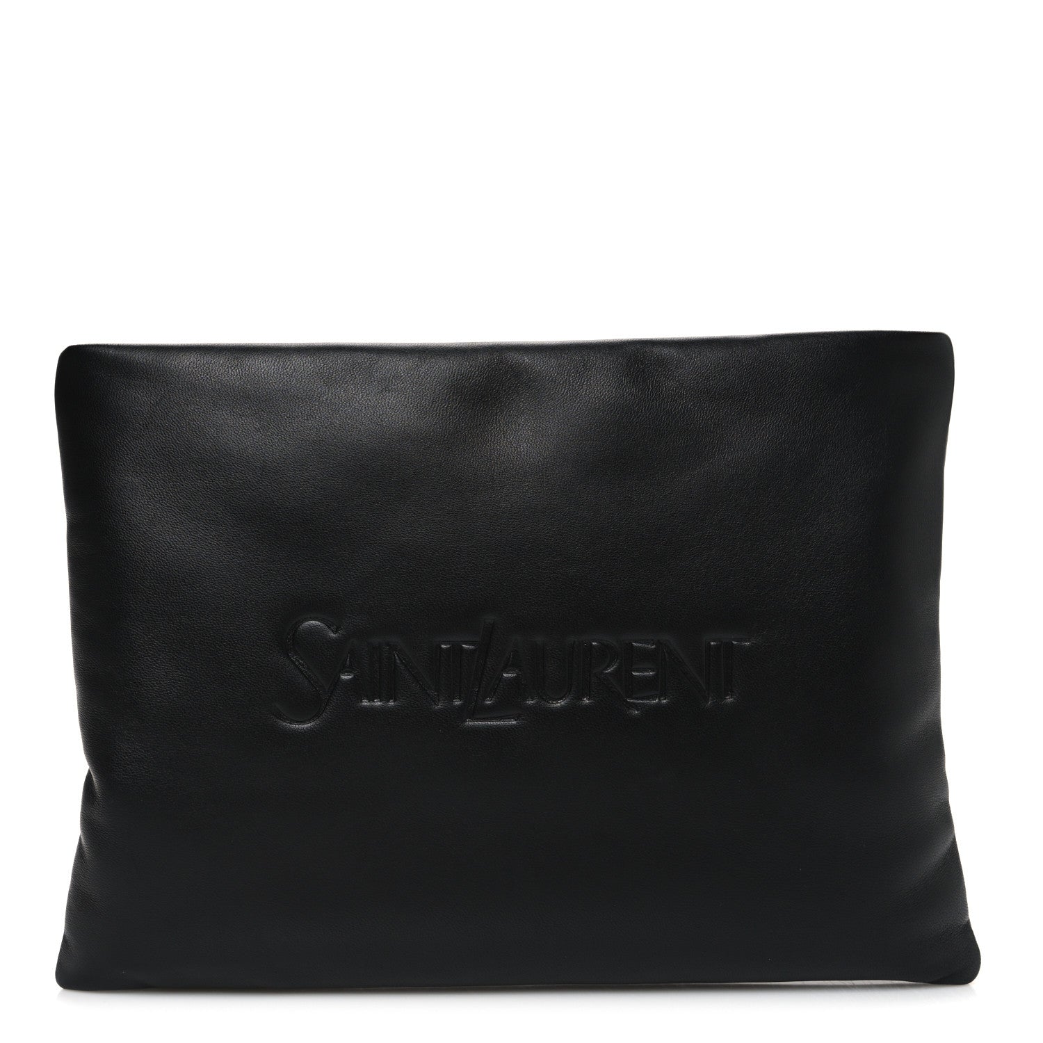 Saint Laurent Lambskin Large Puffy Pouch Black 1 of 7