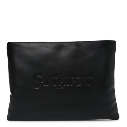 Saint Laurent Lambskin Large Puffy Pouch Black 1 of 7