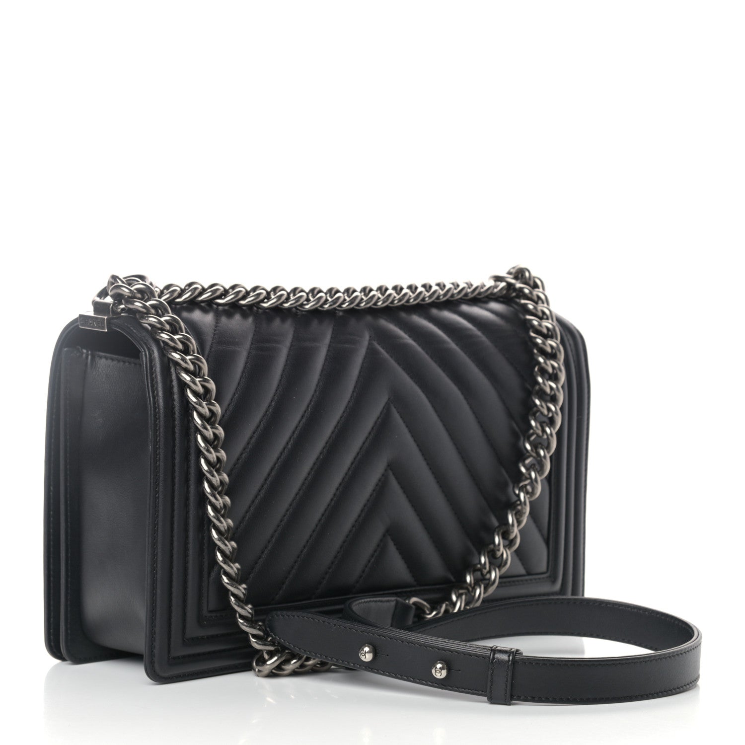 Chanel Calfskin Chevron Quilted New Medium Boy Flap Black 3 of 11