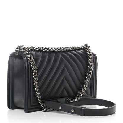 Chanel Calfskin Chevron Quilted New Medium Boy Flap Black 3 of 11