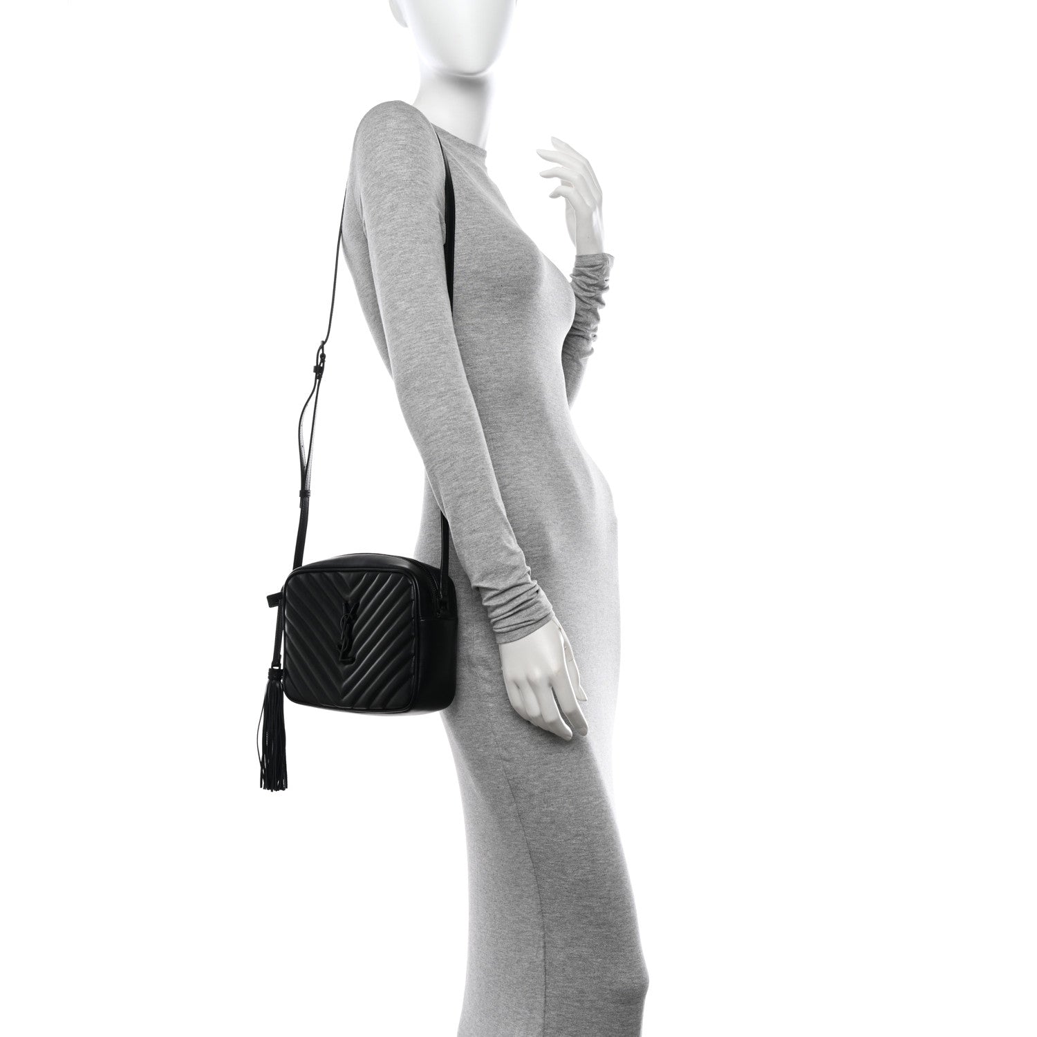 Saint Laurent Calfskin Matelasse Monogram Monochrome Lou Camera Bag Black 2 of 14
