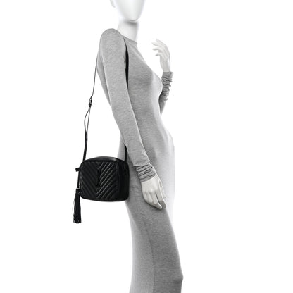 Saint Laurent Calfskin Matelasse Monogram Monochrome Lou Camera Bag Black 2 of 14