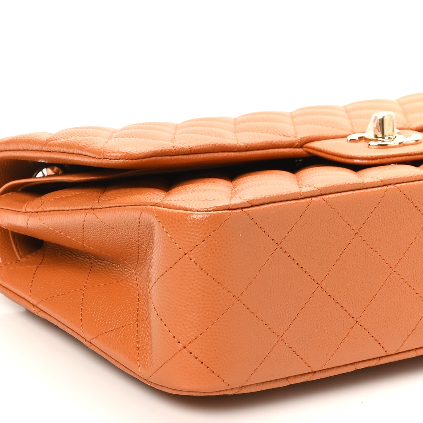 Caviar Quilted Medium Double Flap Light Brown
