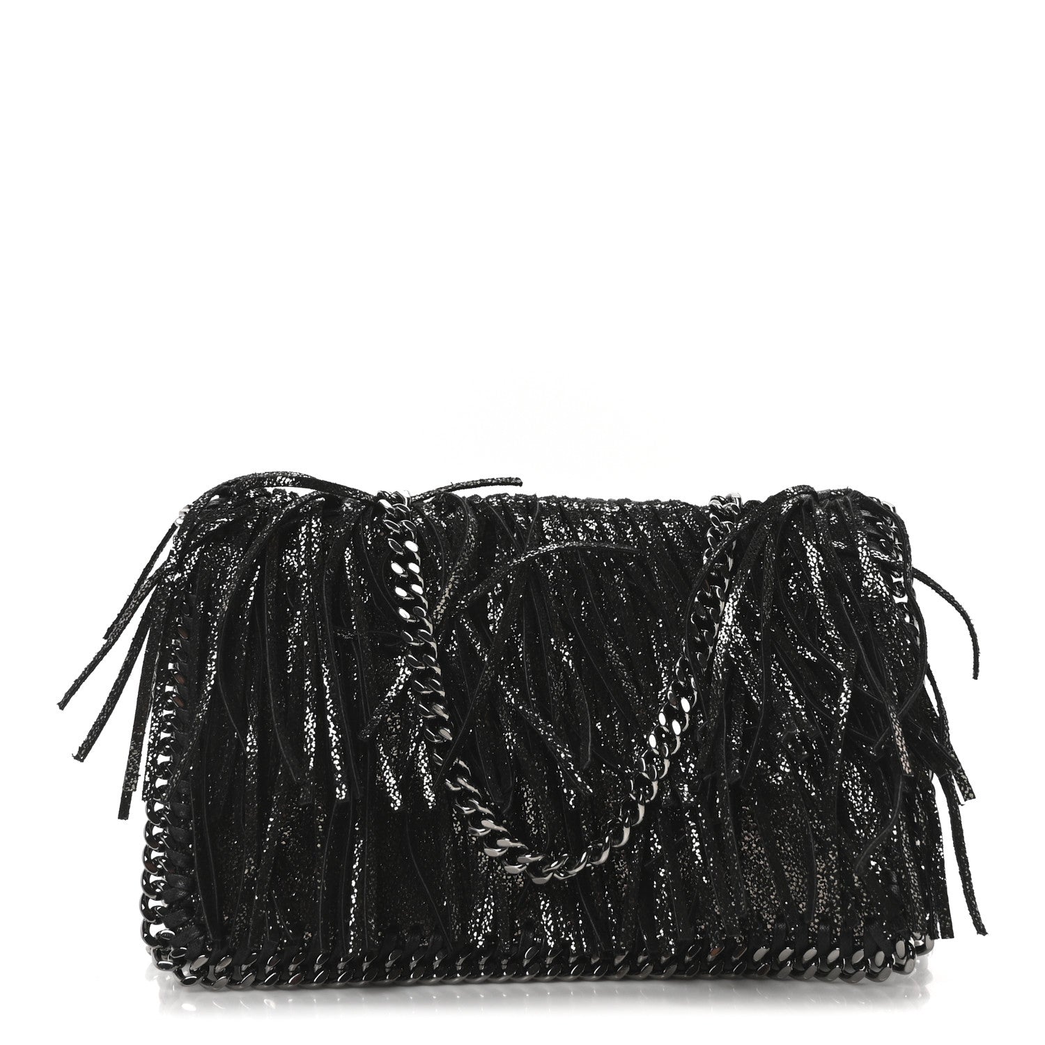 Stella McCartney Shaggy Deer Fringe Flat Crossbody Black 1 of 9