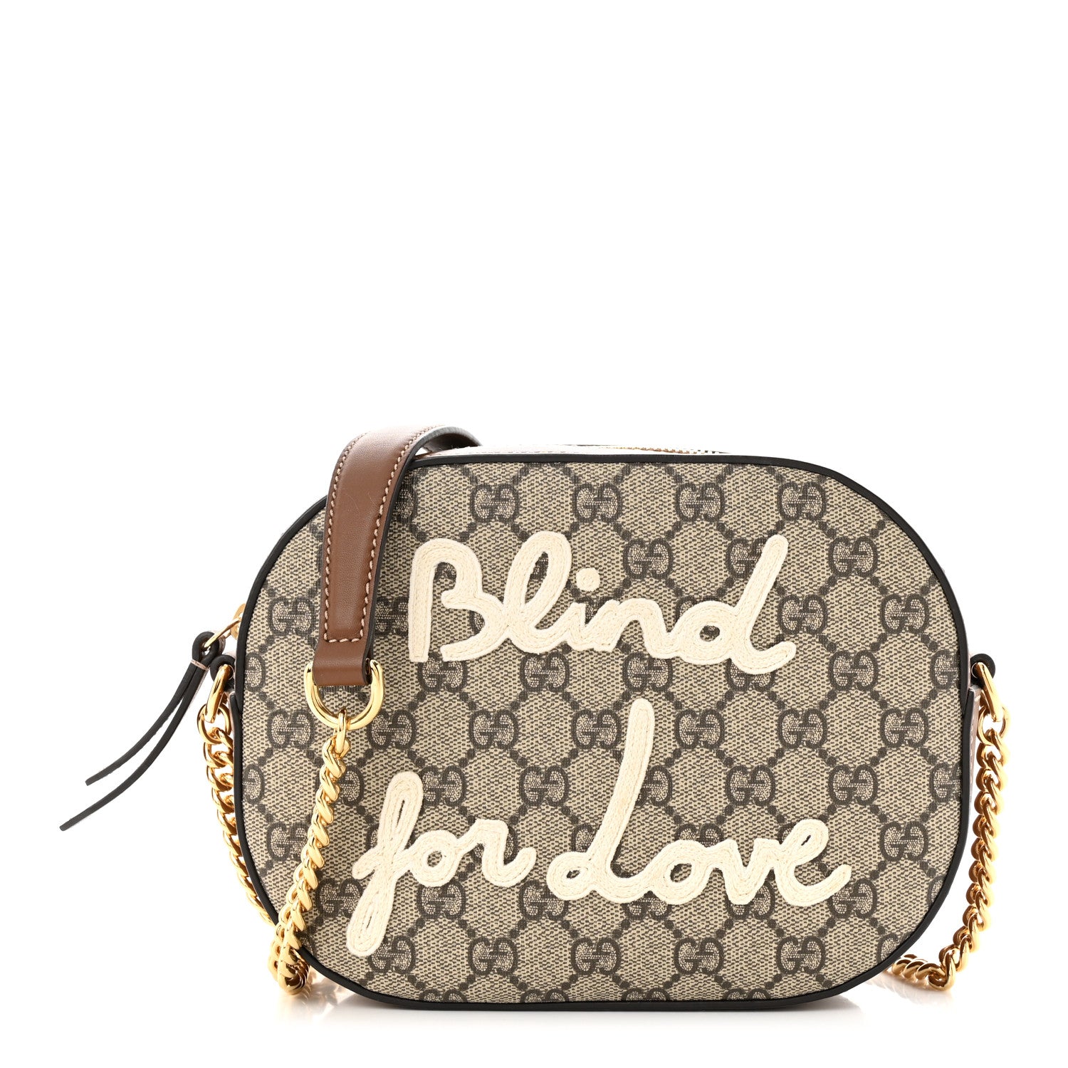 Gucci GG Supreme Monogram Blind For Love Embroidered Mini Chain Shoulder Bag Beige Tuscany 1 of 10