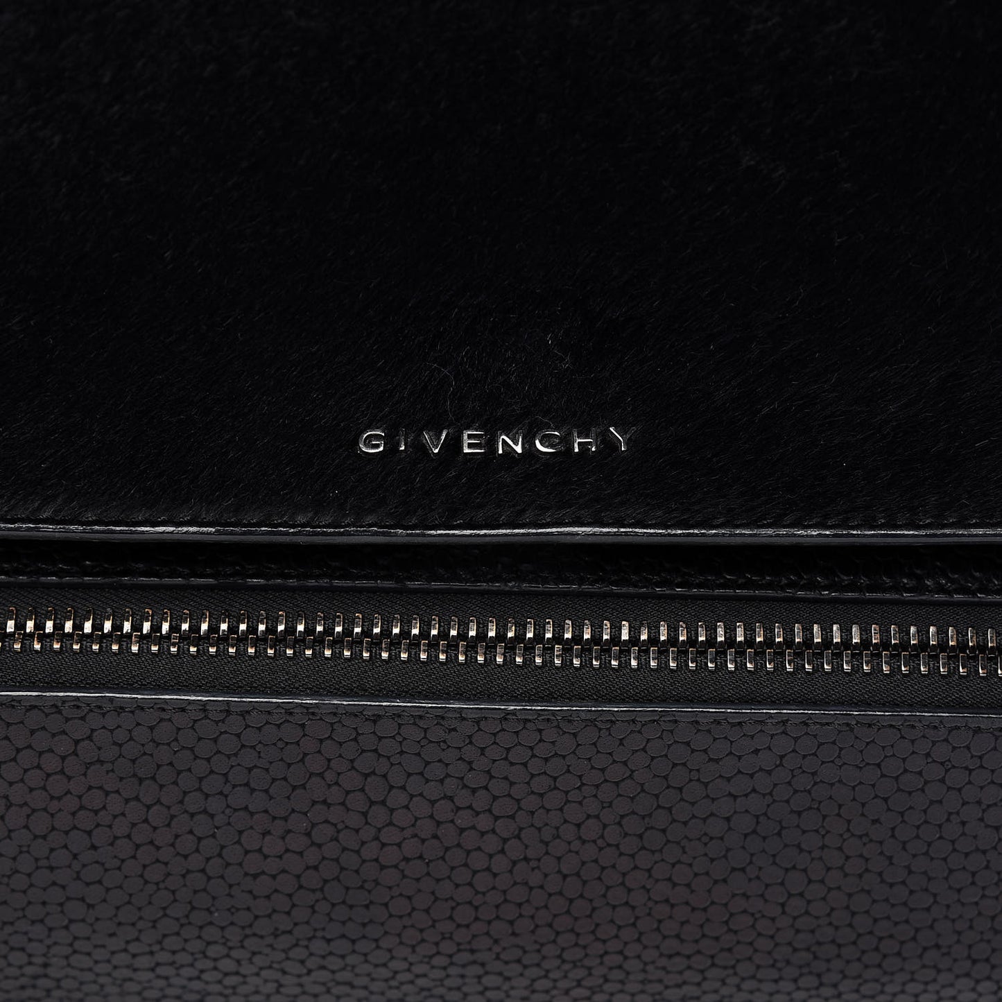 Calf Hair Calfskin Medium Pandora Box Crossbody Bag Black