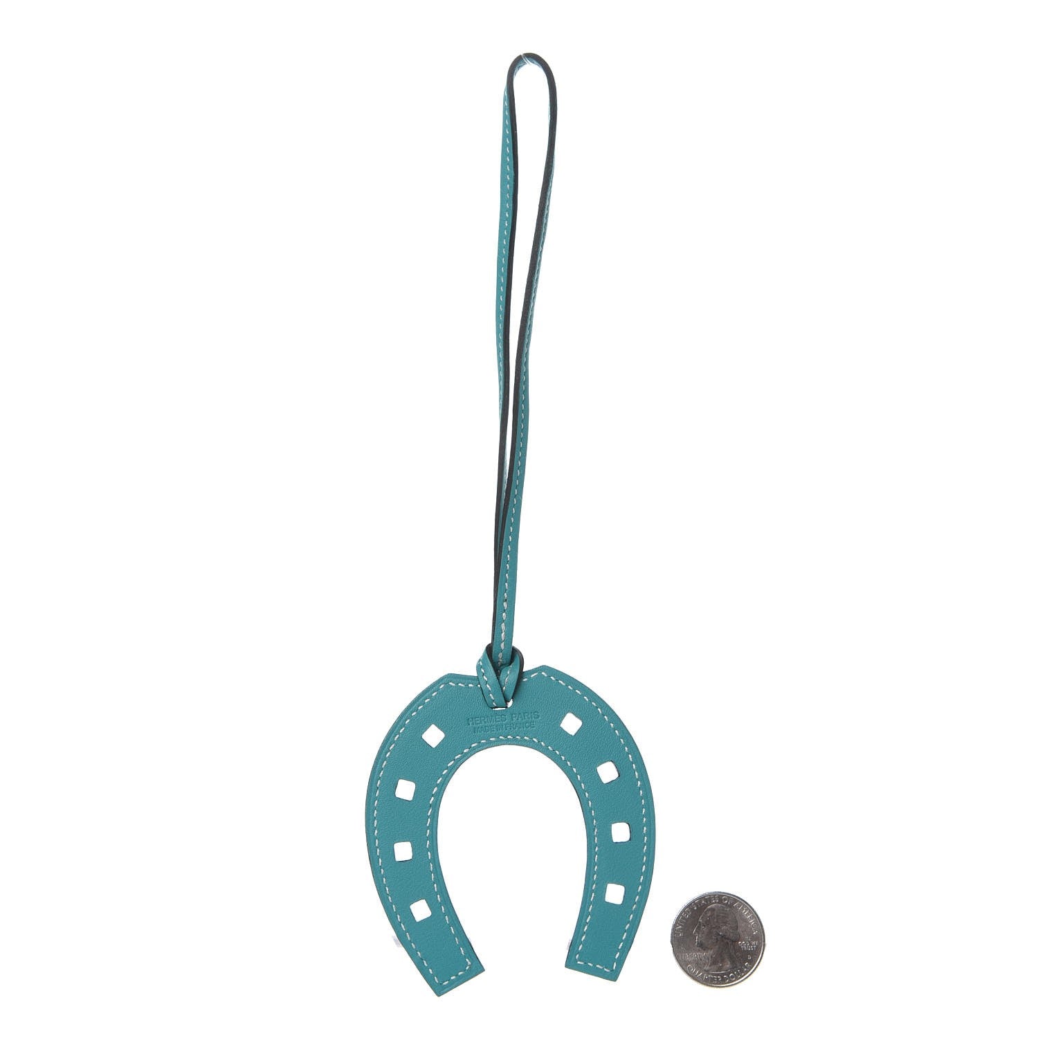 Hermes Swift Paddock Horseshoe Bag Charm Bleu Paon 2 of 4