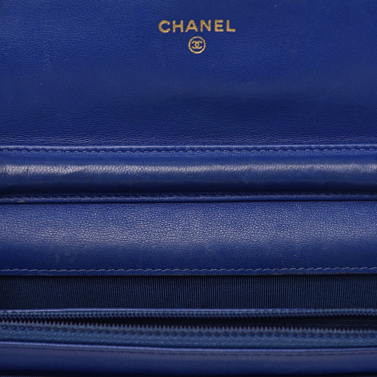 Lambskin Quilted Wallet On Chain WOC Dark Blue